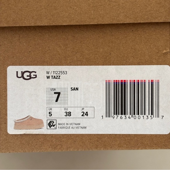 UGG Tazz Slippers Sand 7 New in Box - Picture 8 of 9